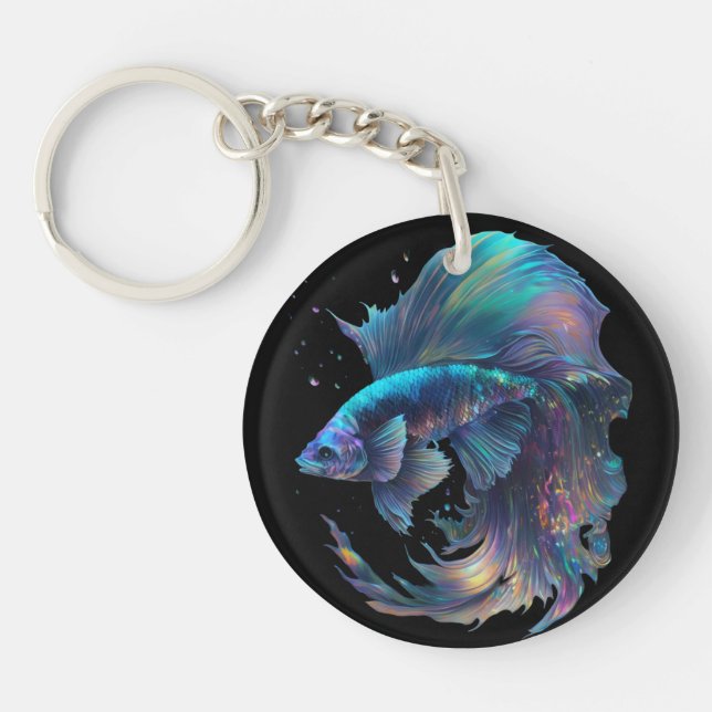 Holographic Beta Fish Keychain (Front)