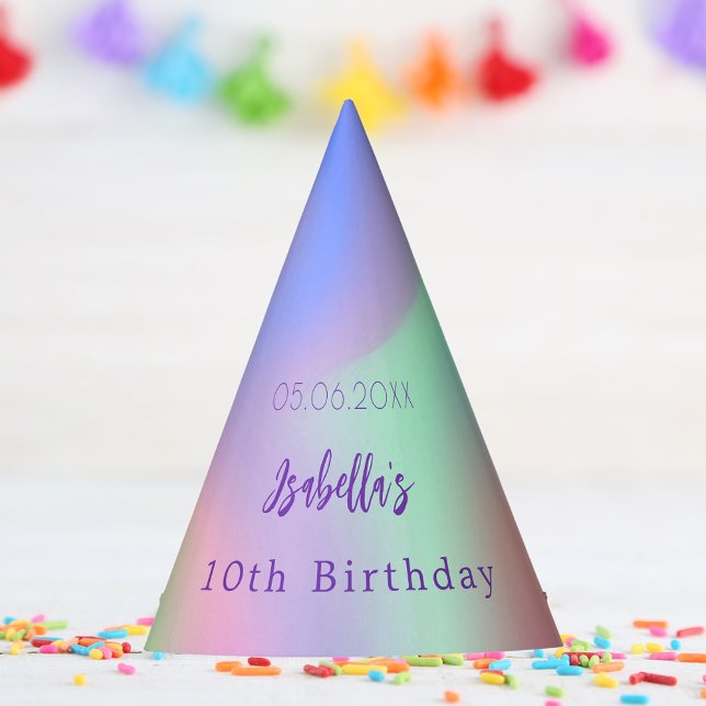 Holographic birthday party girl party hat (Creator Uploaded)