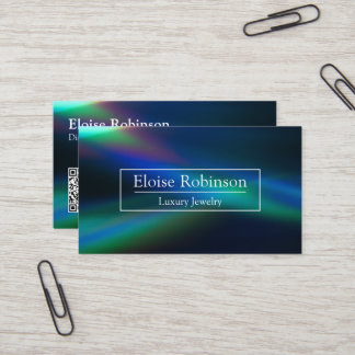 Holographic Black Blue Elegant Business Card