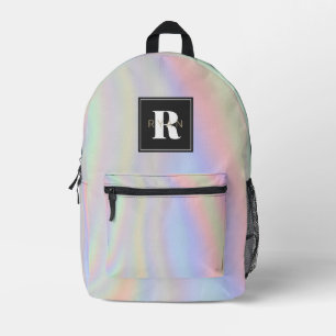 Holographic Black Monogram Printed Backpack