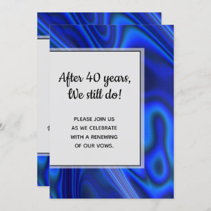 Holographic Blue Abalone Shell Fractal Vow Renewal Invitation