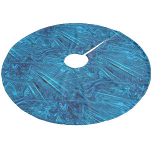 Holographic Blue Fractal FAUX Paua Abalone Shell  Fleece Tree Skirt