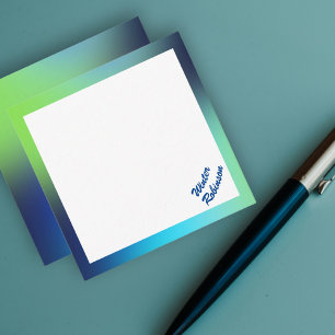 Holographic blue green turquoise custom name card