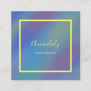 Holographic Blue Makeup ARTIST Influencer Square Business Card