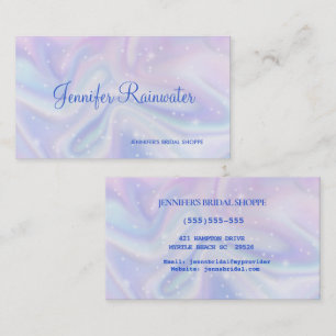 Holographic Blue Purple Glitter Business Card