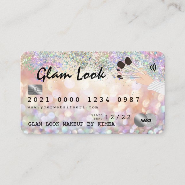 Holographic Bokeh Makeup Artist MUA Credit Card (Front)