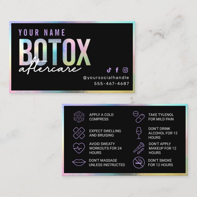 Holographic Botox Aftercare Card (Front/Back)