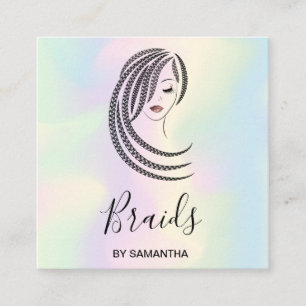 Holographic Braids Braided Hair Braider Square Business Card
