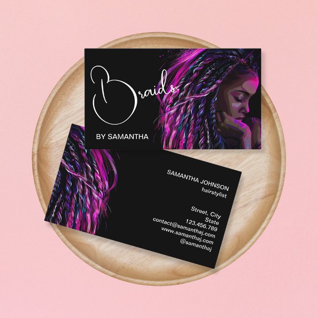 holographic braids braider braiding hair stylist business card (Creator Uploaded)