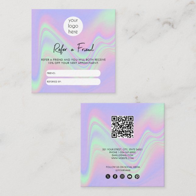 Holographic Business Refer A Friend Referral Card (Front/Back)