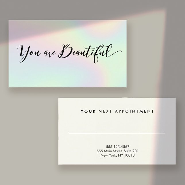 Holographic Calligraphy Hair Salon Appointment  Card (Creator Uploaded)