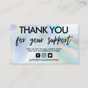 Holographic Calligraphy Thank You Business Card