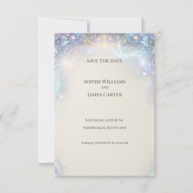 Holographic Celtic Save the Date Card (Front)