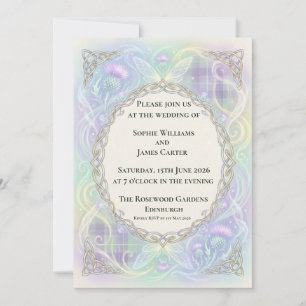 Holographic Celtic Thistle Wedding Invitation