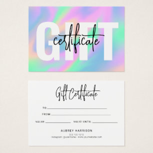Holographic Chic Script Gift Certificate