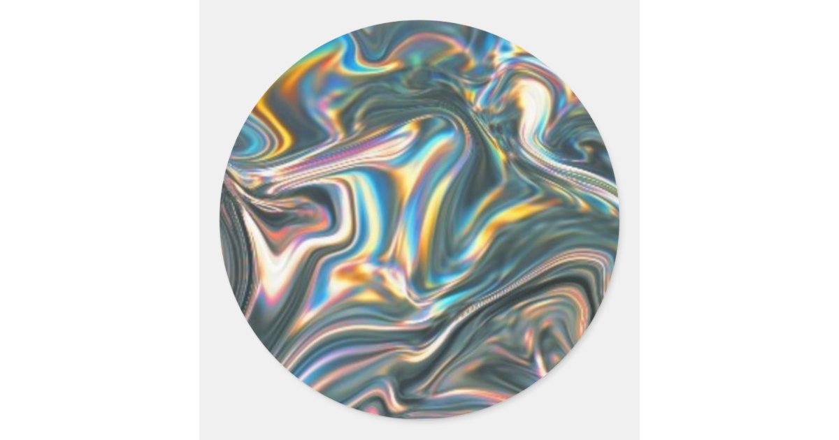 Holographic Chrome Classic Round Sticker | Zazzle
