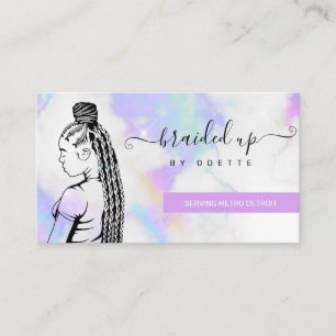 Holographic Clouds Hair Braiding Braider Stylist Business Card