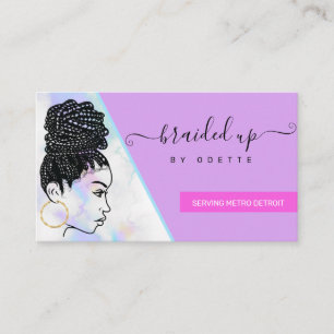 Holographic Clouds Hair Braiding Braider Stylist Business Card