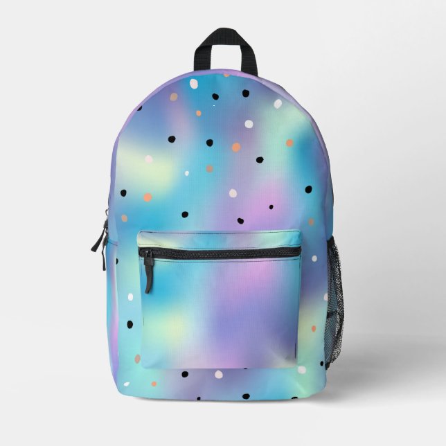 Holographic coloured dots cute printed backpack (Front)