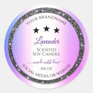 Holographic Coloured Silver Glitter Product Labels