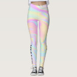 Holographic Colourful Rainbow Personalised Leggings<br><div class="desc">Holographic iridescent pastel rainbow colour leggings with personalised name.</div>