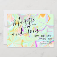 Holographic Colourful Typography Save the Date