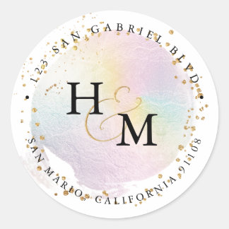 Holographic Colours Gold Script Ampersand Classic Round Sticker