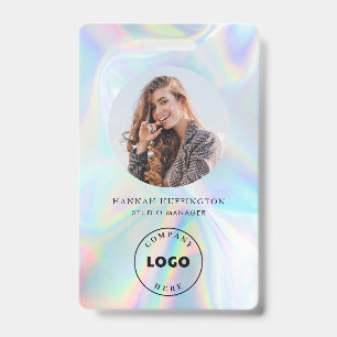 Holographic Company Logo QR Code Employee Photo ID Badge