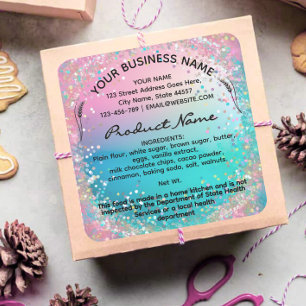 Holographic Cottage Law Food label sticker