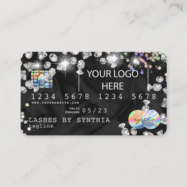 Holographic Credit Card Styled Diamonds add logo (Front)
