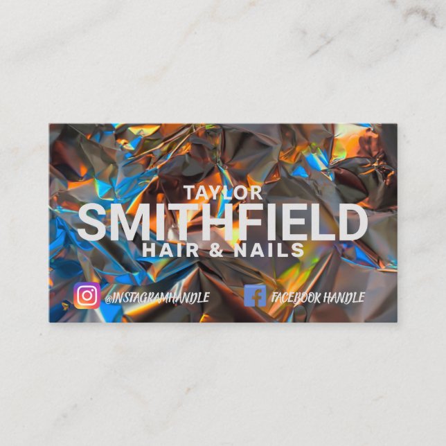 Holographic Crystal Colourful Modern Trendy Business Card (Front)