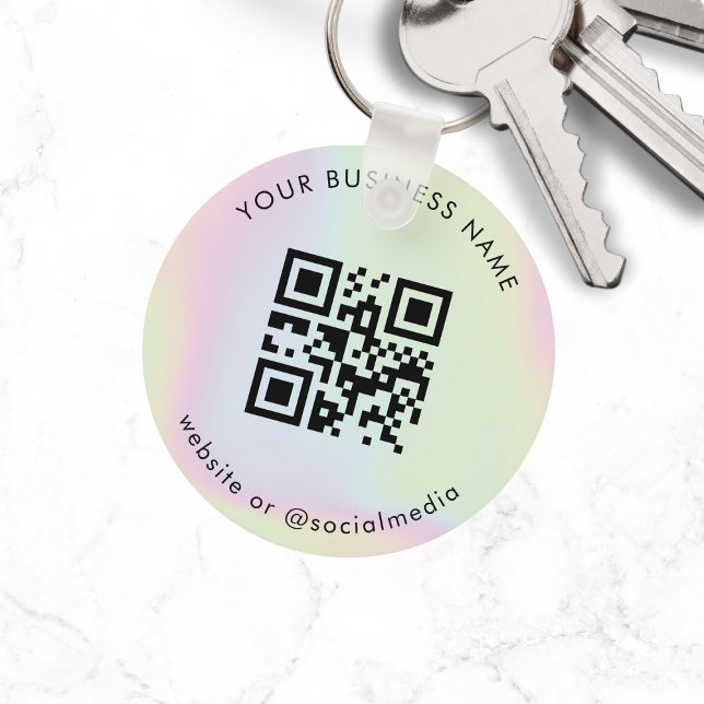 Holographic Custom Business Qr Code Scan Keychain (Creator Uploaded)