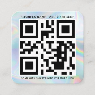 Holographic Custom Logo and QR Code DIY Square Business Card