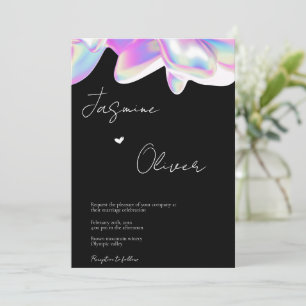 Holographic, custom photo wedding invitation
