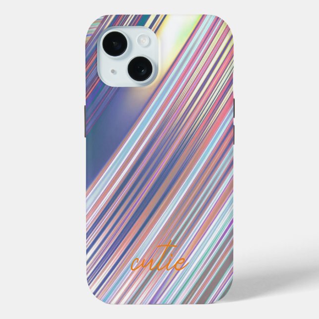 Holographic Cute Striped Girly Case-Mate iPhone Case (Back)