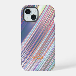 Holographic Cute Striped Girly iPhone 15 Case
