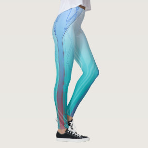 Holographic Cyber Blue Sci-Fi Panel Leggings