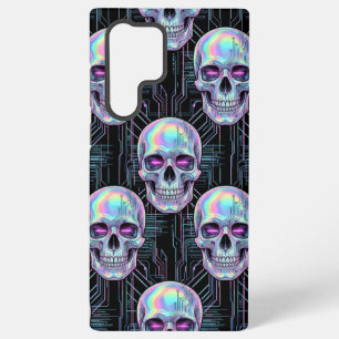Holographic Cyber Skull Circuit Pattern Phone Case