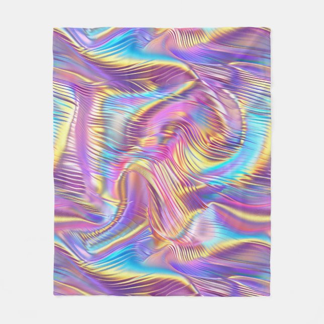 Holographic Design Futuristic and Shimmering Art Fleece Blanket (Front)