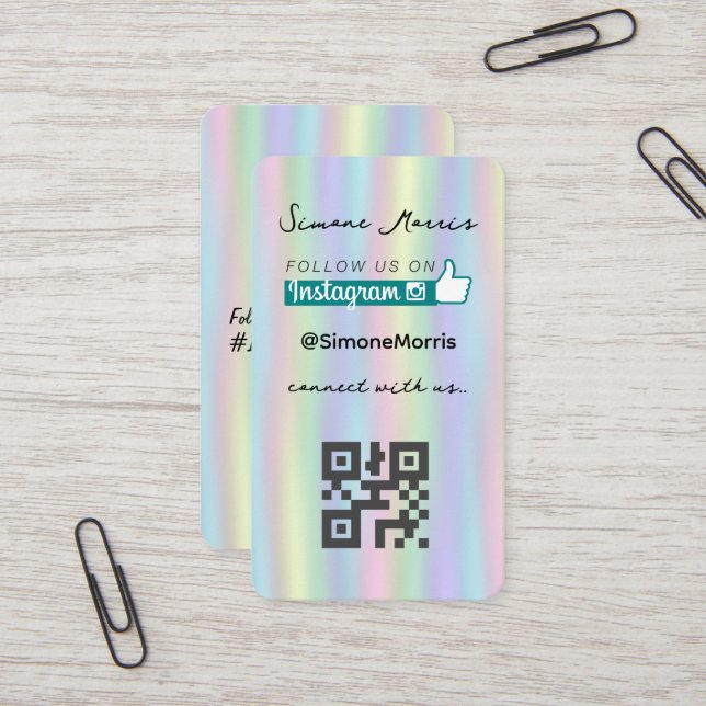 Holographic Design -Social Media QR Code Business Business Card (Front/Back In Situ)