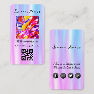 Holographic DesignPhotograph Social Media QR Code Business Card