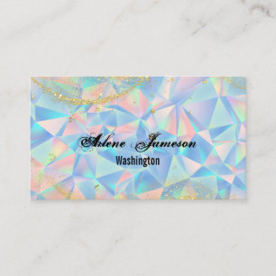 Holographic Diamond Background Opal Minimal Gold  Business Card