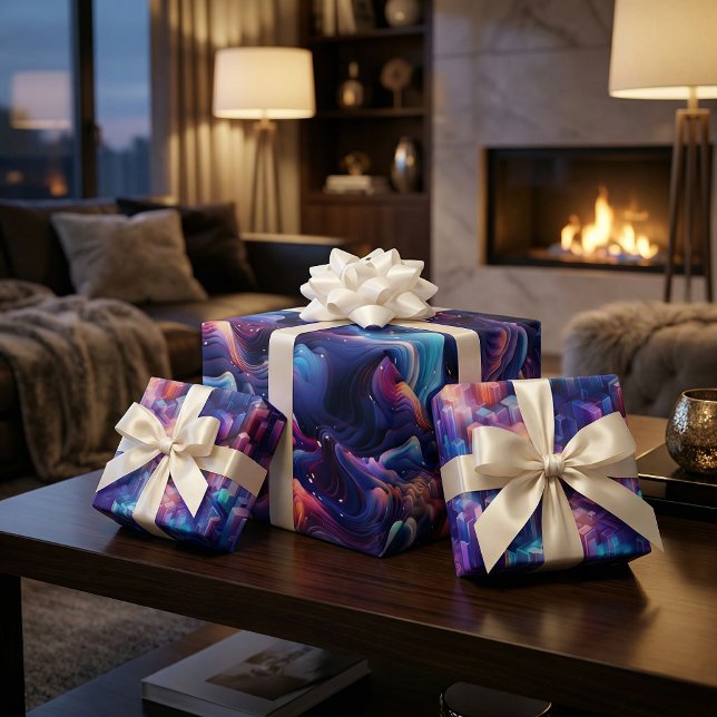 Holographic Dreamscape: 3D Iridescent Design Wrapping Paper Sheet (Creator Uploaded)