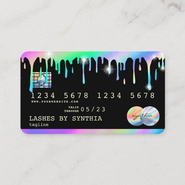 Holographic  Drips Modern Credit Card (Front)