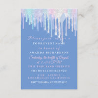Holographic Drips Unicorn Pink Blue Quinceanera