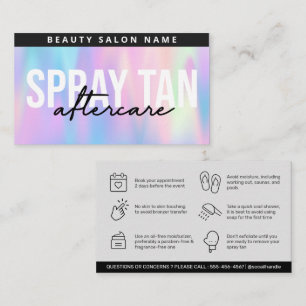 Holographic Editable Sunless Spray Tan Aftercare  Business Card