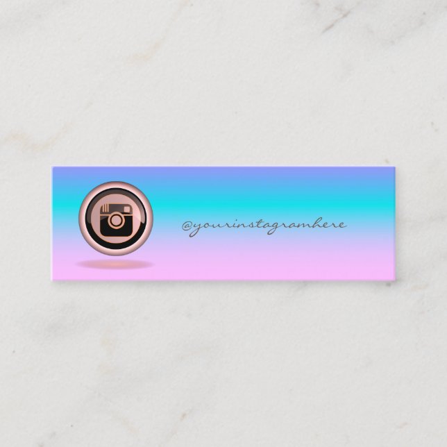 Holographic Elegant Instagram Social Mini Business Card (Front)
