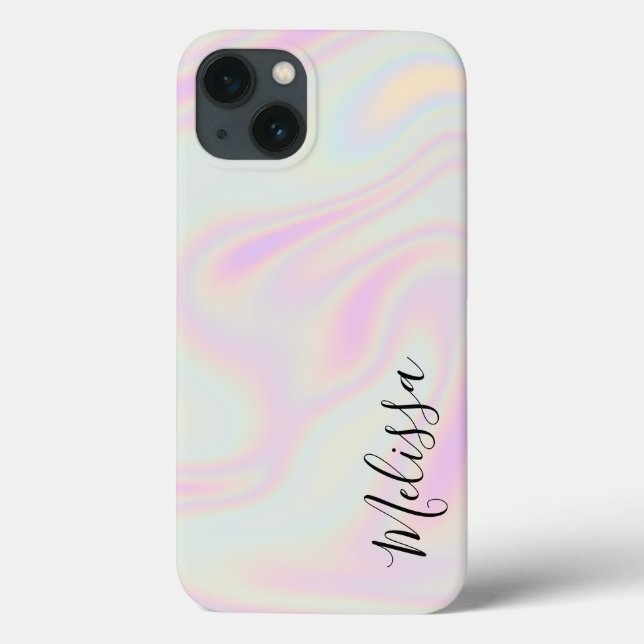 Holographic Elegant Iridescent Rainbow Name Case-Mate iPhone Case (Back)