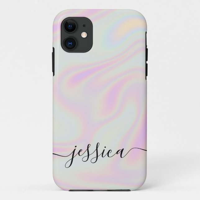 Holographic Elegant Script Name Case-Mate iPhone Case (Back)
