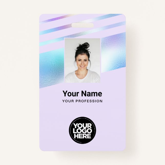 Holographic Employee Photo, Bar Code, Logo, Name ID Badge (Front)